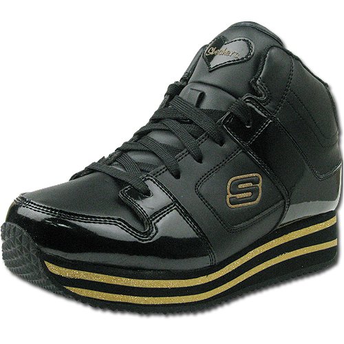 Cover image : SKECHERS スケッチャーズ ハート柄 厚底スニーカー シャイニー パテントシューズ レディース KKU6000-BKGD ブラック