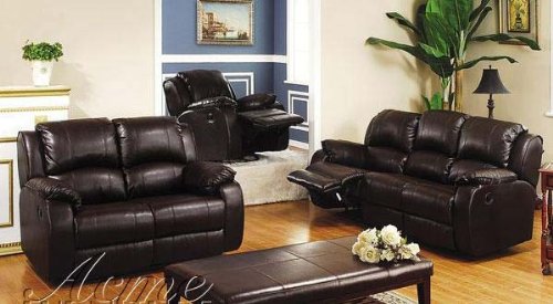 2 pc bycast leather match sofa and love seat set with recliner ends