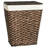 Lamont Home Tate Hand Braided Willow/Cattail Root Rectangular Laundry Hamper with Removable Liner, Bronze Wash