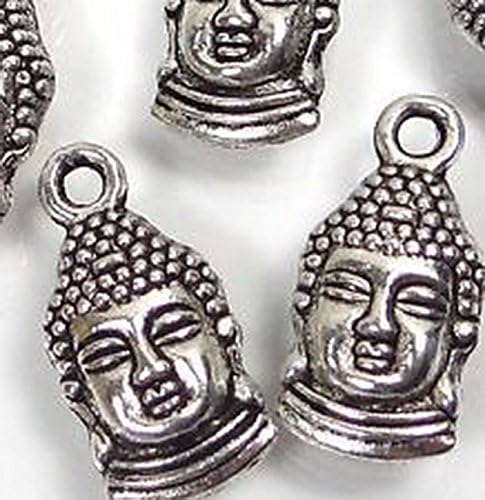 Smith Beads Silver Pewter Kwan-Yin Buddha Charm 16x8mm 20PCS