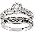 Platinum Diamond Wedding Set - 0.97 Ct.