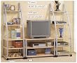 WOOD TV AND VCR STAND WITH STORAGE SHELVES
