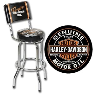 Harley-Davidson� Oil Can Bar Stool w Backrest by Roadhouse Collection� HDL-12203