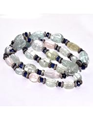 Genuine Gemstones 925 Sterling Silver Designer Strand Necklace Jewelry