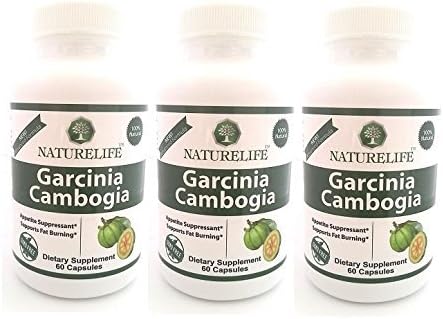 Garcinia Cambogia Extract with 60% Hca, Extra Strength, 180 Capsules, All Natural Appetite Suppressant and Weight Loss Supplement, Carb Blocker, 1000 Mg. 3 Bottles (180 Capsules) by NATURELIFE