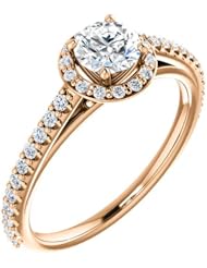 10K Rose Gold Round Cut Diamond Halo-Style Ring -- LIFETIME WARRANTY