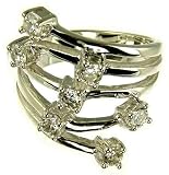 Silver Ladies 5 Muliti Row Cubic Zirconia Ring