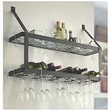 Estate Wine & Stemware Rack - Double Shelf - Black by Rogar International