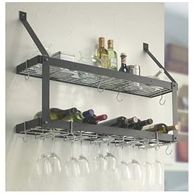 Estate Wine and Stemware Rack - Double Shelf - Black by Rogar International by Rogar