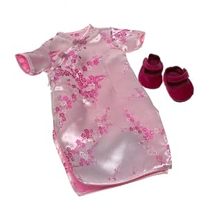Chinese Cheongsam Dress and Shoes ~ Fits 18 American Girl Dolls by Girlfriends Collection Carpatina Dolls