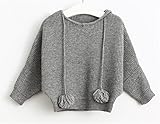 SnoLyni (JP) キッズセーター ベビージャンパー カットソー ニットメリヤス編み上げ アウター 羽織り キッズ 服 子供 春秋 女の子 ガールズ カジュアル 通学 (130cm, グレー)