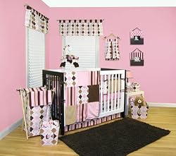PREP SCHOOL PINK-4 PC CRIB SET - BABY BEDDING SETS