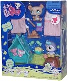 Littlest Pet Shop Messiest Series Portable Collectible Gift Set - Owl (#924) and Brown Bear (#925) Plus 2 Sleeping Bags, Tent, "Popcorn", "Canned Sardines", 2 Fishes, Tree Log, Campfire and 2 Sticks with MarshmallowIMAGE