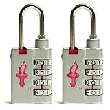 from Safe Skies LLC Safe Skies TSA Approved 4 Dial Heavy Duty Combination Luggage Locks Cool Silver - Set of Two Model 23