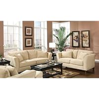 2pc Sofa & Loveseat Set Cream Velvet Fabric