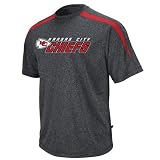 NFL Men's Kansas City Chiefs Fanfare IV Short Sleeve Crewneck Synthetic Marled Tee (Charcoal Marled/Red, Medium)