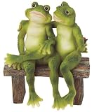 2 Frogs on Bench Garden Decoration Collectible Figurine Statue Model