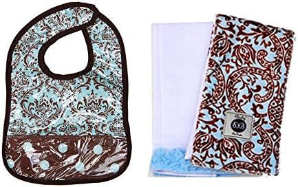 Beeby 1 set of Burp Cloths and Feeding Laminated Bib (Combo Paisley Blue)
