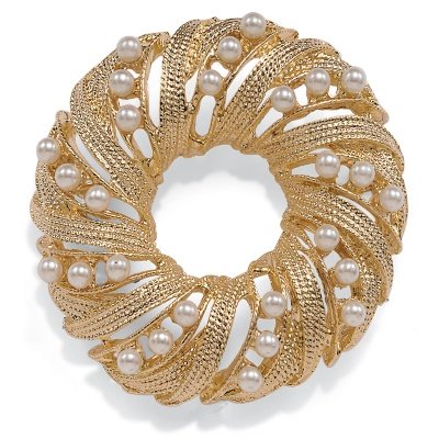 Simulated Pearl Circle Pin