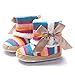 QGAKAGO(TM) Baby Multicolor Rainbow Cotton Knit Premium Soft Sole Anti-Slip Warm Winter Infant Prewalker Toddler Cute Snow Boots