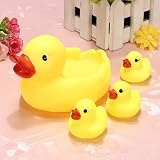 Rainbowkids a set of 4 Pcs new arrival child Baby Bath Toys ,Water Floating Squeaky Yellow Rubber Ducks,speical gifts for child&baby.