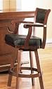 Cherry Finish Bar Stool Chair w/Swivel Black Leather Seat & Back