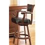 Cherry Finish Bar Stool Chair w/Swivel Black Leather Seat & Back