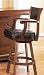 Coaster Bar Stool Chair with Swivel Black Leather Seat and Back, Cherry Finish