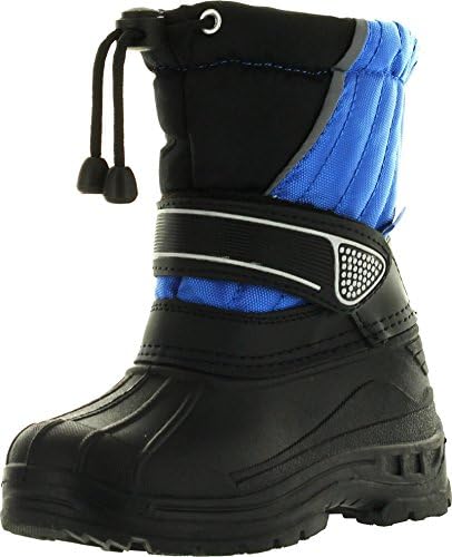 Static Kids Bhd-07 Waterproof Cold Weather Kids Snow Boots With Adjustable Feature,Black/Royal Blue,13