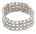 Dyed Grey Freshwater Cultured Pearl and Sterling Silver Beaded Stretch Bracelet