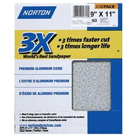 Norton 2642 Sandpaper 3X 60-Grit 9-by-11-Inch Sheets, 20-Sheets Per Pack Norton 2642 Sandpaper 3X 60-Grit 9-by-11-Inch Sheets, 20-Sheets Per Pack