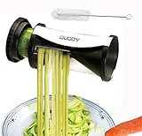 Ouddy Stainless Steel Spiral Slicer - Best Julienne Spiral Cutter for Various Veggies such as Zucchini, Paderno & Carrots