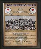 1964 Buffalo Bills NFL Football World Championship 11x13 Plaque