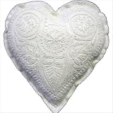 The Sandor Collection PD-11 Hungarian Great Plain Motif Heart-Shaped Pillow in White