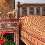 Indian Summer ~ Orange Paisley Exotic Sari Print King Bedspread
