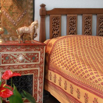 Indian Summer ~ Orange Paisley Exotic Sari Print King Bedspread