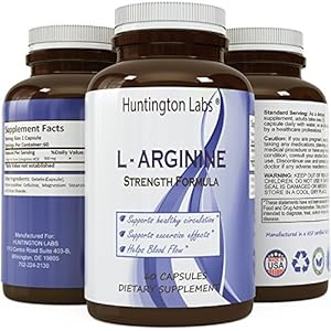 Best L-Arginine Supplement HCL Essential Amino Acid Infusion Vitamin Antioxidant and Immune System Support Increase Energy Burn Body Fat Boost Metabolism for Men Women Teens by Huntington Labs