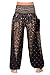 Bangkokpants Women's Yoga Pants Boho Peacock Design Luxury Black US Size 0-12