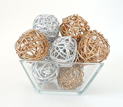 Twig Balls Vase Fillers ~5cm~ Group of 6 Gold + 6 Silver
