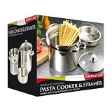 from Italian Collection Kitchen Craft Italian Collection Stainless Steel Pasta Pot with Steamer Insert, 20cm Model KCPASTAPOT