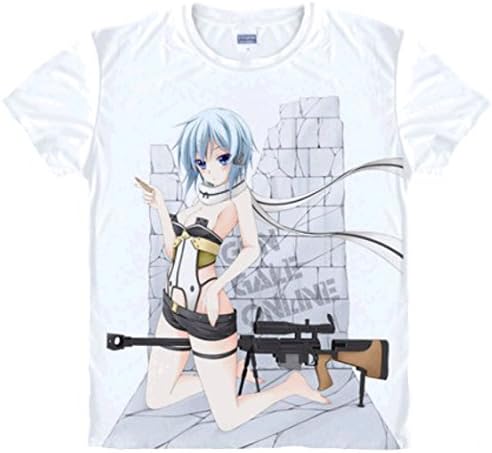 SAO Printing Short Sleeves White T-shirt Tee (M (US S), White)