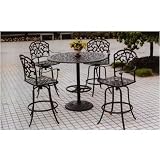 Darlee Catalina 42 Inch Pedestal Cast Aluminum Bar Set With Cushions
