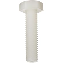 Nylon 6/6 Hex Bolt, Plain Finish, Off-White, External Hex Drive, Meets ASTM D4066/ASTM D6779, 35mm Length, Fully Threaded, M3-0.5 Metric Coarse Threads (Pack of 100)
