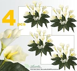 FOUR 19" Calla Lily Artificial Silk Flower Bushes