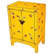 Handmade Asian Furniture - 34" Antique Style Yellow Wood Storage Cabinet Vintage Butterfly Design