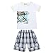 PanDaDa Baby Boys T-shirt Sets Short Sleeve Plaid Shorts Pants Hat Kids Outfits
