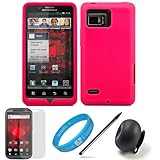 Hot Pink Premium Soft Silicone Skin Cover for Verizon Wireless Droid Bionic ....