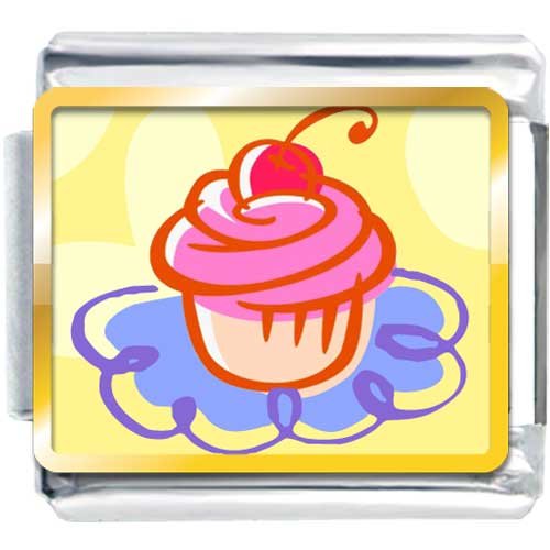 Pugster Golden Italian Charm Bracelet Plated Food Cupcake Photo