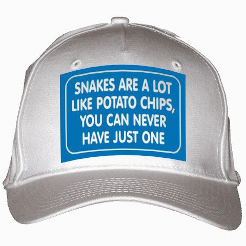 SNAKES ARE A LOT LIKE POTATO CHIPS, YOU CAN NEVER HAVE JUST ONE White Hat / Baseball Cap