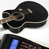 Lindo 2012 *SLIM* Black Electro Acoustic Guitar (with integrated LCD Tuner/Pre-amp and XLR out) + *FREE Carry Case and Accessory Pack!*